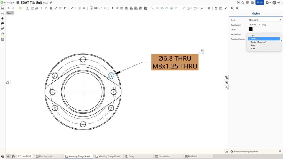 Bohrungsbeschreibung Onshape